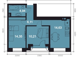 Продается 2-комнатная квартира ЖК RIVERANG (РиверАнг), 52.33 м², 14717816 рублей