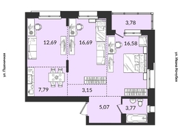 Продается 3-комнатная квартира ЖК Источник, дом 3, 69.52  м², 8840997 рублей