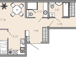 Продается 2-комнатная квартира ЖК Автограф, 74.29  м&sup2;, 12365894 рублей