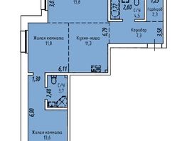 Продается 3-комнатная квартира ЖК Стрижи Сити, блок-секции 8,9, 68.3  м&sup2;, 15875000 рублей