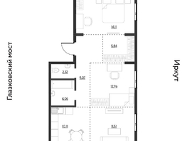 Продается 3-комнатная квартира ЖК Затон, блок-секция 3, 69.97  м&sup2;, 9026130 рублей