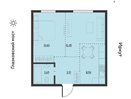 Продается 2-комнатная квартира ЖК Затон, блок-секция 2, 44.6  м&sup2;, 7269800 рублей