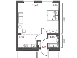 Продается 1-комнатная квартира ЖК Салют, 51.87  м&sup2;, 10322130 рублей