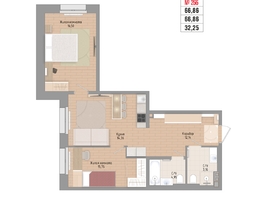 Продается 2-комнатная квартира ЖК Стрижи Сити, блок-секции 6,7, 66.86  м&sup2;, 15085000 рублей