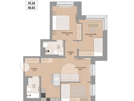 Продается 3-комнатная квартира ЖК Стрижи Сити, блок-секции 6,7, 79.38  м&sup2;, 18350000 рублей