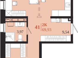 Продается 2-комнатная квартира ЖК 1661, 69.93  м&sup2;, 13951035 рублей
