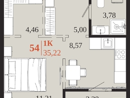 Продается 1-комнатная квартира ЖК 1661, 35.22  м&sup2;, 7959720 рублей