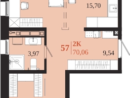 Продается 2-комнатная квартира ЖК 1661, 70.06  м&sup2;, 14327270 рублей