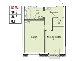 Продается 1-комнатная квартира ЖК Стрижи Сити, блок-секции 6,7, 38.9  м&sup2;, 12080000 рублей