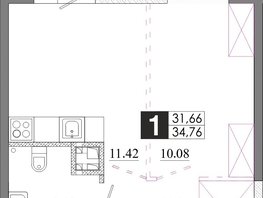 Продается 1-комнатная квартира ЖК Первый Ленинский квартал, Дом 6, 34.76  м&sup2;, 5179240 рублей