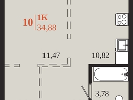 Продается 1-комнатная квартира ЖК 1661, 34.88  м&sup2;, 7324800 рублей