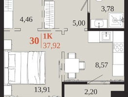 Продается 1-комнатная квартира ЖК 1661, 37.92  м&sup2;, 8399280 рублей
