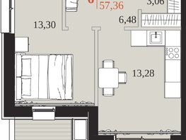 Продается 1-комнатная квартира ЖК 1661, 57.36  м&sup2;, 10006095 рублей