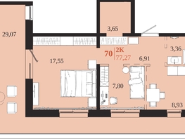Продается 2-комнатная квартира ЖК 1661, 77.27  м&sup2;, 13361490 рублей