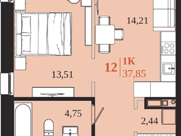 Продается 1-комнатная квартира ЖК 1661, 37.85  м&sup2;, 8099900 рублей