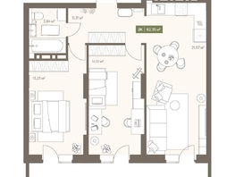 Продается 2-комнатная квартира ЖК НОВА на Московском, 62.35  м&sup2;, 10811610 рублей