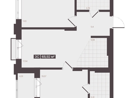 Продается 3-комнатная квартира  Жилой квартал «Моне», 68.92  м&sup2;, 9855093 рублей