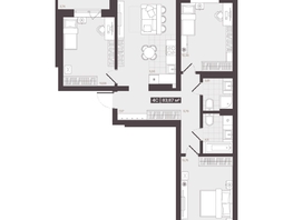 Продается 4-комнатная квартира  Жилой квартал «Моне», 83.87  м², 11842444 рублей