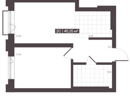 Продается 2-комнатная квартира  Жилой квартал «Моне», 45.25  м&sup2;, 7627475 рублей