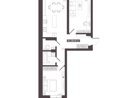 Продается 2-комнатная квартира  Жилой квартал «Моне», 66.45  м&sup2;, 9604085 рублей