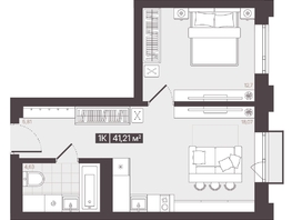 Продается 1-комнатная квартира  Жилой квартал «Моне», 41.21  м², 6540027 рублей
