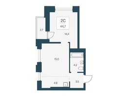 Продается 2-комнатная квартира ЖК Расцветай на Кропоткина, дом 1, 44.7 м², 8300000 рублей
