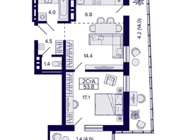 Продается 2-комнатная квартира ЖК Grando (Грандо), 53.8 м², 10000000 рублей