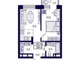 Продается 2-комнатная квартира ЖК Citatum (Цитатум), 39.8 м², 6750000 рублей