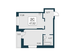Продается 2-комнатная квартира ЖК Квартал на Игарской, дом 2 мон, 47.82 м², 6350000 рублей