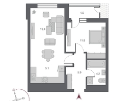 Продается 2-комнатная квартира ЖК Беринг, дом 2, 46.4 м², 10950000 рублей