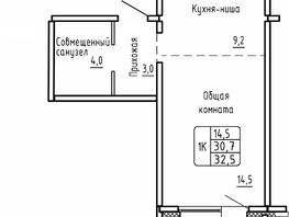 Продается 1-комнатная квартира ЖК Самоцветы, Бирюза дом 2, 32.5 м², 4682000 рублей