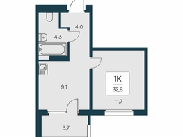 Продается 1-комнатная квартира ЖК Квартал на Игарской, дом 3 пан, 32.8 м², 5500000 рублей