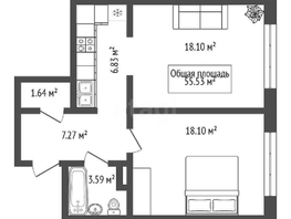 Продается 2-комнатная квартира ЖК На Снежиной, дом 3, 56 м², 5400000 рублей