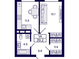 Продается 1-комнатная квартира ЖК Citatum (Цитатум), 39.2 м², 7150000 рублей