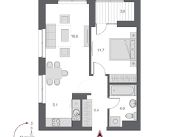Продается 2-комнатная квартира ЖК Дом Нобель, 48.3 м², 12900000 рублей