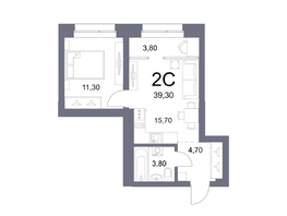 Продается 2-комнатная квартира ЖК Lemont (Лемонт), башня Marée, 39.3 м², 8491900 рублей