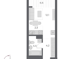 Продается Студия ЖК ОСКАР, дом 2, 27.4  м², 6100000 рублей