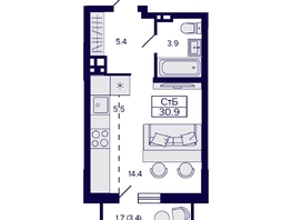 Продается Студия ЖК Gorizont (Горизонт), 30.9 м², 4700000 рублей
