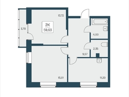 Продается 2-комнатная квартира ЖК Расцветай на Дуси Ковальчук, 59.63 м², 10050000 рублей