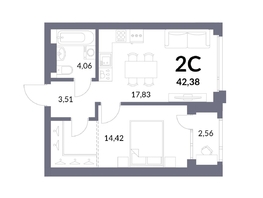 Продается 2-комнатная квартира ЖК Горская Лагуна, корпус 2, 42.38 м², 9803000 рублей