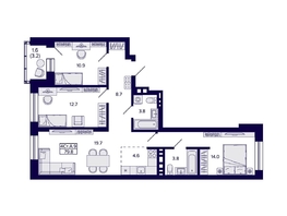 Продается 4-комнатная квартира ЖК Сподвижники, 79.8  м², 9500000 рублей
