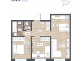 Продается 3-комнатная квартира ЖК Радуга Сибири, дом 10, 56.53 м², 5543940 рублей