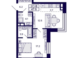 Продается 2-комнатная квартира ЖК Citatum (Цитатум), 47.6 м², 7200000 рублей