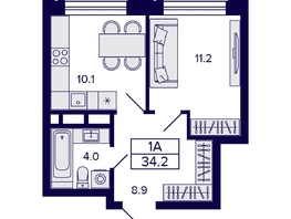 Продается 1-комнатная квартира ЖК Citatum (Цитатум), 34.2 м², 6350000 рублей
