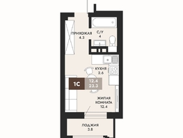 Продается Студия ЖК Паскаль, секция 1, 23.3 м², 4613400 рублей