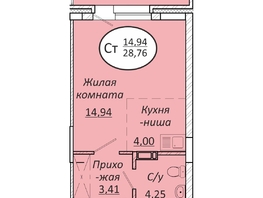 Продается Студия ЖК Пролетарский, 28.76 м², 4400280 рублей