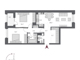 Продается 3-комнатная квартира ЖК Дом Нобель, 77.8  м², 18250000 рублей
