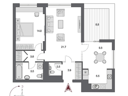 Продается 2-комнатная квартира ЖК Дом Нобель, 70 м², 17750000 рублей