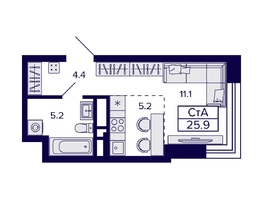 Продается Студия ЖК Citatum (Цитатум), 25.9 м², 5400000 рублей