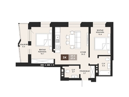 Продается 2-комнатная квартира ЖК Паскаль, секция 1, 67.6  м², 11356800 рублей
